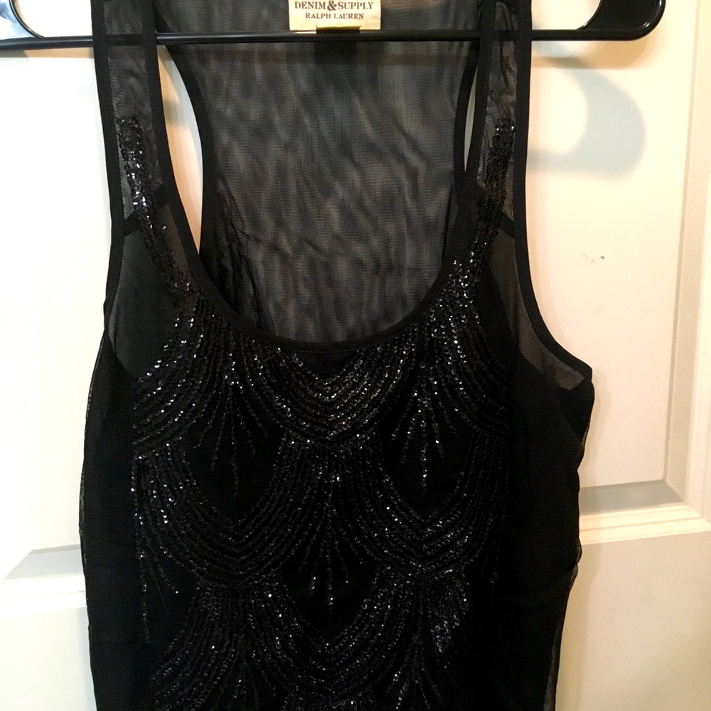 Denim & Supply Ralph Lauren Black Sequin Tank Top